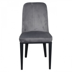 CASTER Καρέκλα Τραπεζαρίας Κουζίνας, Μέταλλο Βαφή Μαύρο Ύφασμα Velure Γκρι  45x60x89cm