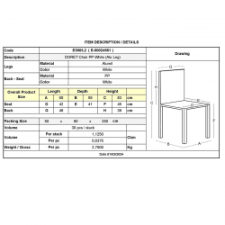 DORET Καρέκλα Στοιβαζόμενη PP Άσπρο, με πόδι αλουμινίου  50x55x83cm