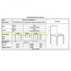 ΖΑΠΠΕΙΟΥ Pantone Καρέκλα Κήπου-Βεράντας, Πτυσσόμενη, Μέταλλο Βαφή Sandy Blue 5415C  40x51x77cm