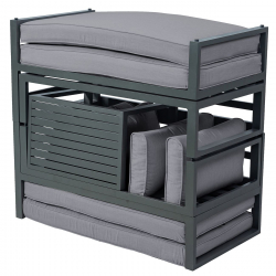 ORBEA Set Καθιστικό Κήπου ALU Ανθρακί, Καναπές 4Θ+2 Πάγκοι+ Τραπέζι, Μαξιλάρι Γκρι Σκούρο  250x68x60/120x65x30/68x42x52cm