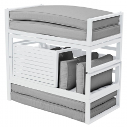 ORBEA Set Καθιστικό Κήπου ALU Άσπρο, Καναπές 4Θ+2 Πάγκοι+ Τραπέζι, Μαξιλάρι Μπεζ  250x68x60/120x65x30/68x42x52cm