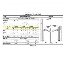 BRIO Πολυθρόνα-Pro Στοιβαζόμενη, Μέταλλο Βαφή Cool Grey 4C  57x58x84cm