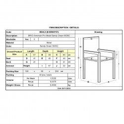BRIO Πολυθρόνα-Pro Στοιβαζόμενη, Μέταλλο Βαφή Sandy Green 5635C  57x58x84cm