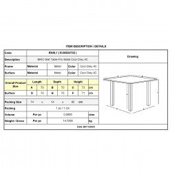 BRIO Slat Τραπέζι-Pro Κήπου - Βεράντας, Μέταλλο Βαφή Cool Grey 4C  70x70x73cm