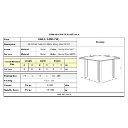 BRIO Slat Τραπέζι-Pro Κήπου - Βεράντας, Μέταλλο Βαφή Sandy Blue 5415C  70x70x73cm