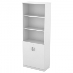 ΒΙΒΛΙΟΘΗΚΗ Γραφείου, 3 Ράφια - Ντουλάπι Δίφυλλο, Απόχρωση Άσπρο  80x40x211cm
