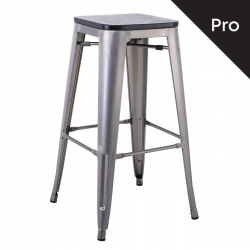 RELIX Wood Σκαμπό Bar-Pro, Απόχρωση Metal με Διακοσμητική Σκουριά, Απόχρωση Ξύλου Μαύρο  43x43 H.76cm