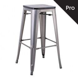 RELIX Wood Σκαμπό Bar-Pro, Απόχρωση Metal με Διακοσμητική Σκουριά, Απόχρωση Ξύλου Μαύρο  43x43 H.76cm