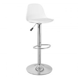 MARTIN Σκαμπό BAR, Χρώμιο, PP-Pu Άσπρο, Ρύθμιση Ύψους, Περιστρεφόμενο  41x40x79-89cm