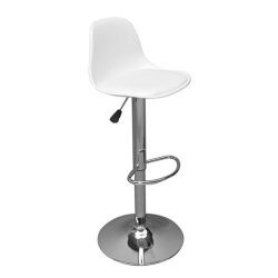 MARTIN Σκαμπό BAR, Χρώμιο, PP-Pu Άσπρο, Ρύθμιση Ύψους, Περιστρεφόμενο  41x40x79-89cm