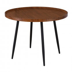 MATRIX Τραπεζάκι Σαλονιού Καθιστικού, Μέταλλο Βαφή Μαύρο, Ξύλο Καρυδί  Φ70xH.52cm