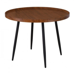 MATRIX Τραπεζάκι Σαλονιού Καθιστικού, Μέταλλο Βαφή Μαύρο, Ξύλο Καρυδί  Φ70xH.52cm