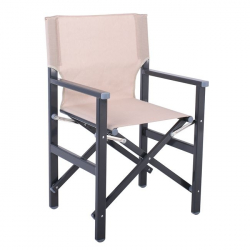 Σκηνοθέτη Πολυθρόνα, Αλουμίνιο Ανθρακί (1,2mm), Textilene Μπεζ (Μονοκόμματο), Πτυσσόμενη  55x46x88cm