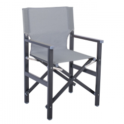 Σκηνοθέτη Πολυθρόνα, Αλουμίνιο Ανθρακί (1,2mm), Textilene Γκρι (Μονοκόμματο), Πτυσσόμενη  55x46x88cm