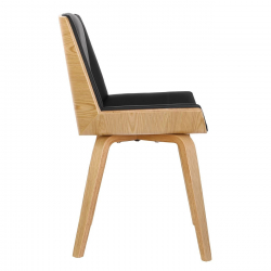 NUMAN Καρέκλα Τραπεζαρίας Φυσικό, PU Μαύρο  52x53x80cm