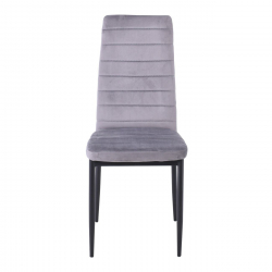 JETTA Καρέκλα Τραπεζαρίας Κουζίνας, Μέταλλο Βαφή Μαύρο Ύφασμα Velure Γκρι (Συσκ.6)  40x50x95cm