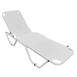 CRETA Ξαπλώστρα Αλουμινίου Άσπρο, Textilene Άσπρο, Στοιβαζόμενη  60x197x30cm Προφίλ 25x25x1,5mm