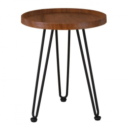 MATRIX Τραπεζάκι Σαλονιού Καθιστικού, Μέταλλο Βαφή Μαύρο, Ξύλο Καρυδί  Φ45xH.55cm