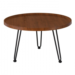 MATRIX Τραπεζάκι Σαλονιού Καθιστικού, Μέταλλο Βαφή Μαύρο, Ξύλο Καρυδί  Φ76xH.45cm