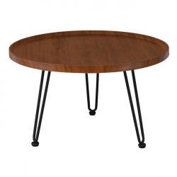 MATRIX Τραπεζάκι Σαλονιού Καθιστικού, Μέταλλο Βαφή Μαύρο, Ξύλο Καρυδί  Φ76xH.45cm