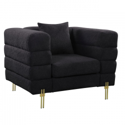 MORRIS Πολυθρόνα Σαλονιού - Καθιστικού, Ύφασμα Teddy Μαύρο  103x84x76cm