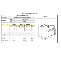 MORRIS Πολυθρόνα Σαλονιού - Καθιστικού, Ύφασμα Teddy Άσπρο  103x84x76cm