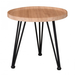 MATRIX Τραπεζάκι Σαλονιού Καθιστικού, Μέταλλο Βαφή Μαύρο, Ξύλο Φυσικό  Φ50xH.46cm