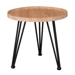 MATRIX Τραπεζάκι Σαλονιού Καθιστικού, Μέταλλο Βαφή Μαύρο, Ξύλο Φυσικό  Φ50xH.46cm