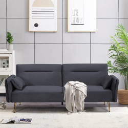 FLICK Καναπές - Κρεβάτι Σαλονιού - Καθιστικού, 3Θέσιος Ύφασμα Velure Γκρι  Sofa:211x87x81-Bed:211x111x40