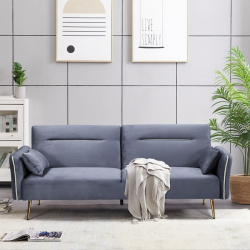 FLICK Καναπές - Κρεβάτι Σαλονιού - Καθιστικού, 3Θέσιος Ύφασμα Velure Γκρι  Sofa:211x87x81-Bed:211x111x40