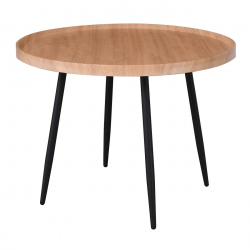 MATRIX Τραπεζάκι Σαλονιού Καθιστικού, Μέταλλο Βαφή Μαύρο, Ξύλο Φυσικό  Φ70xH.52cm