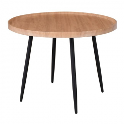 MATRIX Τραπεζάκι Σαλονιού Καθιστικού, Μέταλλο Βαφή Μαύρο, Ξύλο Φυσικό  Φ70xH.52cm