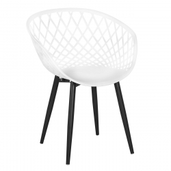 REX Πολυθρόνα Μέταλλo Βαφή Μαύρο, PP-UV Άσπρο (εκτός συσκευασίας)  62x56x80cm