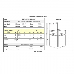 REX Πολυθρόνα Μέταλλo Βαφή Μαύρο, PP-UV Άσπρο (εκτός συσκευασίας)  62x56x80cm