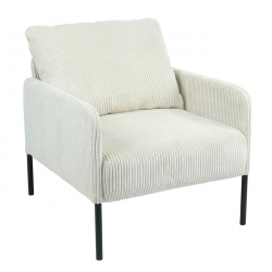 ALBERTO Πολυθρόνα Σαλονιού - Καθιστικού, Ύφασμα Κοτλέ Εκρού, Μέταλλο Μαύρο  70x80x83cm