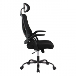 BF2040 Πολυθρόνα Γραφείου Διευθυντή - Ύφασμα & Mesh Μαύρο, Μεταλλική KD βάση  63x65x113/122cm