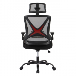 BF2040 Πολυθρόνα Γραφείου Διευθυντή - Ύφασμα & Mesh Μαύρο, Μεταλλική KD βάση  63x65x113/122cm