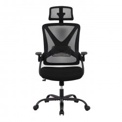 BF2040 Πολυθρόνα Γραφείου Διευθυντή - Ύφασμα & Mesh Μαύρο, Μεταλλική KD βάση  63x65x113/122cm