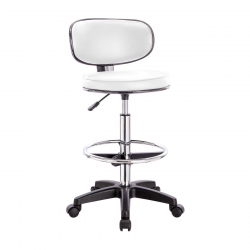 BF406 Σκαμπό Reception-Ταμείου PU Άσπρο, Τροχήλατο, Ρύθμιση Ύψους, Περιστρεφόμενο  50x50x90/110cm