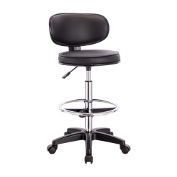 BF406 Σκαμπό Reception-Ταμείου PU Άσπρο, Τροχήλατο, Ρύθμιση Ύψους, Περιστρεφόμενο  50x50x90/110cm