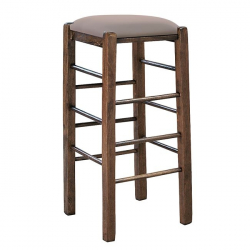 ΤΑΒΕΡΝΑΣ Σκαμπό BAR, Οξιά Βαφή Εμποτισμός Καρυδί, Κάθισμα Pu Cappuccino  35x35x81cm