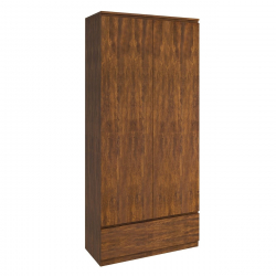 BORNEO Ντουλάπα Δίφυλλη με 1 εξωτερικό Συρτάρι, Απόχρωση Καρυδί  80x40x180cm