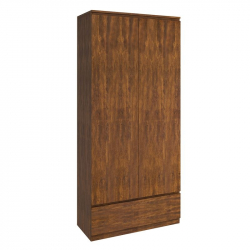 BORNEO Ντουλάπα Δίφυλλη με 1 εξωτερικό Συρτάρι, Απόχρωση Καρυδί  80x40x180cm