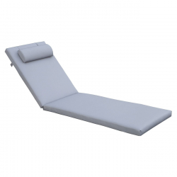 SUNLOUNGER Μαξιλάρι Ξαπλώστρας με Προσκέφαλο,  Ύφασμα Γκρι, Foam+Polyester Φερμουάρ-Velcro  196(78+118)x60x7cm