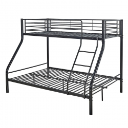 DOUBLE Κρεβάτι Κουκέτα Μέταλλο Βαφή Μαύρο, Για στρώματα 140x190+90x190cm  145x200x160cm