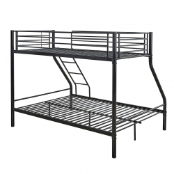 DOUBLE Κρεβάτι Κουκέτα Μέταλλο Βαφή Μαύρο, Για στρώματα 140x190+90x190cm  145x200x160cm