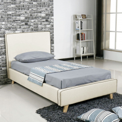 MORISSON Κρεβάτι Μονό, για Στρώμα 90x190cm, Ύφασμα Εκρού  101x206x110cm