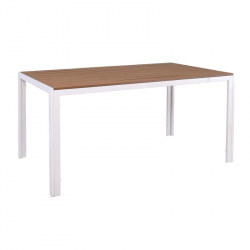 VIRNA Τραπέζι Κήπου-Βεράντας, Μέταλλο Βαφή Άσπρο, Polywood Φυσικό  150x90x73cm