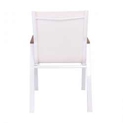 VIRNA Πολυθρόνα Κήπου Βεράντας, Μέταλλο Βαφή Άσπρο, Textilene Άσπρο,PolywoodΦυσικό  56x63x90cm