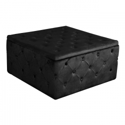 TIBOR Σκαμπό Αποθηκευτικό, Ύφασμα Velure Απόχρωση Μαύρο  80x80x41cm